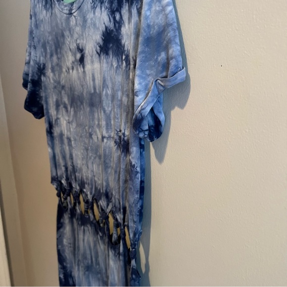 American Eagle Blue Tie-Dye T-Shirt Dress with Waist Cut-Outs Size L - Picture 3 of 7